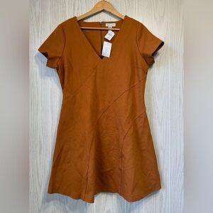 Neiman Marcus Brown V-Neck Fit & Flare Dress Size XL NWT